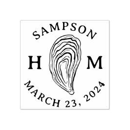 Monogramm der Nautic Oyster-Muschel mit Name Date Gummistempel