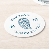Monogramm der Nautic Oyster-Muschel mit Name Date Runder Pappuntersetzer (Angewinkelt)
