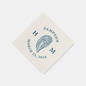 Monogramm der Nautic Oyster-Muschel mit Name Date Serviette (Ecke)