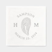 Monogramm der Nautic Oyster-Muschel mit Name Date Servietten Mit Folie (Vorderseite)