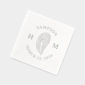 Monogramm der Nautic Oyster-Muschel mit Name Date Servietten Mit Folie (Links)