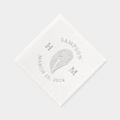 Monogramm der Nautic Oyster-Muschel mit Name Date Servietten Mit Folie (Rechts)
