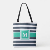 Monogramm der Navy Blau und Weiß Streifen Tasche (Rückseite)