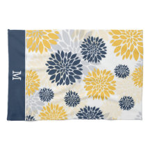 Monogramm der Navy Blue Gold Blume