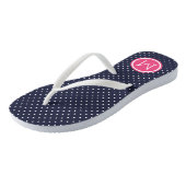 Monogramm der Navy und rosa Tiny Dots Badesandalen (Schrägansicht)