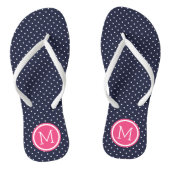 Monogramm der Navy und rosa Tiny Dots Badesandalen (Fußbett)