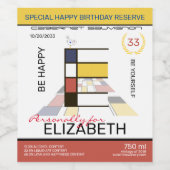 Monogramm der Neoplastik Abstrakt Art. Buchstabe E Weinetikett (Einzelnes Label)