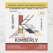 Monogramm der Neoplastik Abstrakt Art. Buchstabe K Weinetikett (Einzelnes Label)