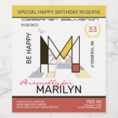 Monogramm der Neoplastik Abstrakt Art. Buchstabe M Weinetikett (Einzelnes Label)