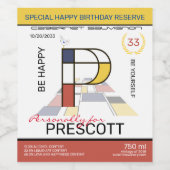 Monogramm der Neoplastik Abstrakt Art. Buchstabe P Weinetikett (Einzelnes Label)