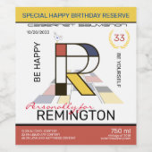 Monogramm der Neoplastik Abstrakt Art. Buchstabe R Weinetikett (Einzelnes Label)