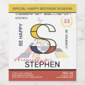 Monogramm der Neoplastik Abstrakt Art. Buchstabe S Weinetikett (Einzelnes Label)