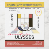 Monogramm der Neoplastik Abstrakt Art. Buchstabe U Weinetikett (Einzelnes Label)