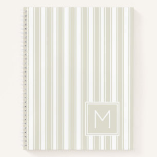 Monogramm der neutralen Beige und des weißen Ticke Notizblock