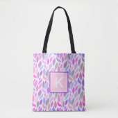 Monogramm der niedlich rosa botanischen Leaf-Girls Tasche (Vorderseite)