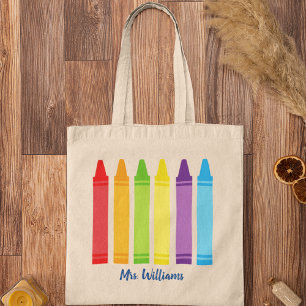 Monogramm der Niedlichen Crayon Kindergarten-Lehrs Tragetasche