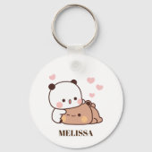 Monogramm der niedlichen Panda-Bear-Liebe Schlüsselanhänger (Rückseite)