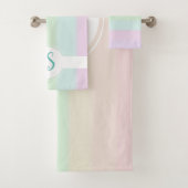 Monogramm der Niedlichen Rainbow-Farb-Pastel Badhandtuch Set (Insitu)