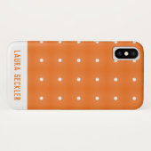 Monogramm der orangen und weißen Polka-Punkte Case-Mate iPhone Hülle (Rückseite (Horizontal))