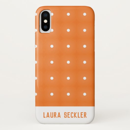 Monogramm der orangen und weißen Polka-Punkte Case-Mate iPhone Hülle (Rückseite)