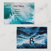 MONOGRAMM DER OZEAN-WELLEN / Schiff im Sturm Visitenkarte (Vorne/Hinten)