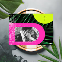 Monogramm der Palm Neon Arches Save the Date