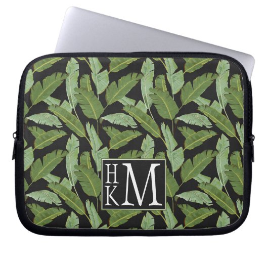 Monogramm der Palmblatt-| Laptopschutzhülle (Vorderseite)