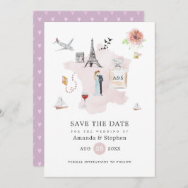 Monogramm der Pariser Hochzeit in Urlaubsort Water Save The Date