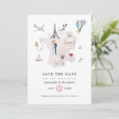 Monogramm der Pariser Hochzeit in Urlaubsort Water Save The Date (Stehend Vorderseite)