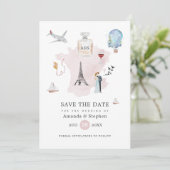 Monogramm der Pariser Hochzeit in Urlaubsort Water Save The Date (Stehend Vorderseite)