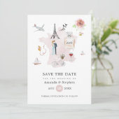 Monogramm der Pariser Hochzeit in Urlaubsort Water Save The Date (Stehend Vorderseite)