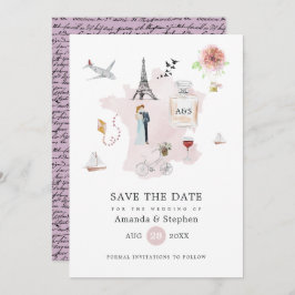 Monogramm der Pariser Hochzeit in Urlaubsort Water Save The Date