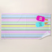 Monogramm der Pastelstreifen Strandtuch (Vorderseite)