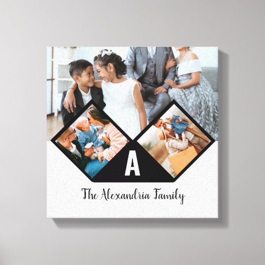 Monogramm der personalisierten 3-Foto-Collagen Leinwanddruck (Vorderseite)
