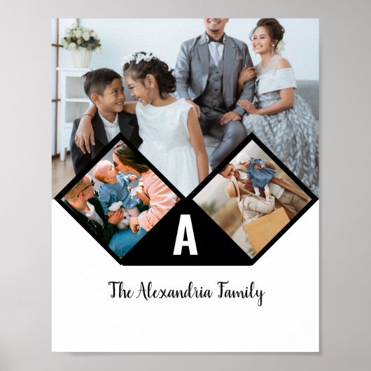 Monogramm der personalisierten 3-Foto-Collagen Poster (Vorne)