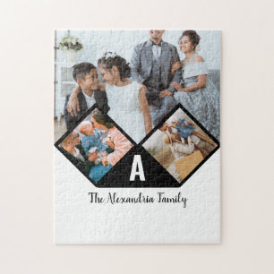 Monogramm der personalisierten 3-Foto-Collagen Puzzle