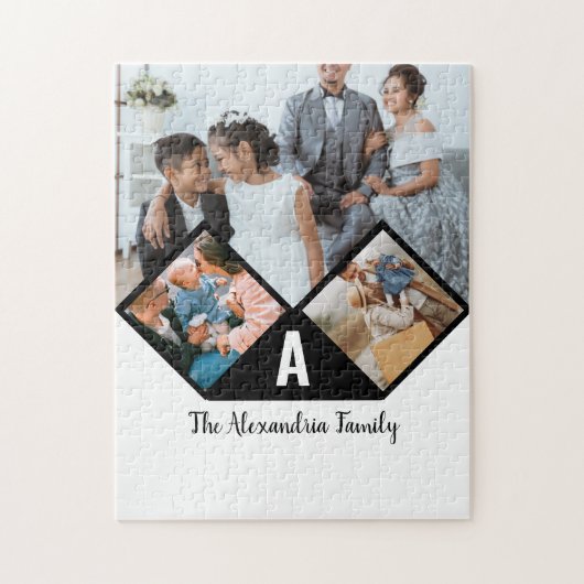 Monogramm der personalisierten 3-Foto-Collagen Puzzle (Vertikal)