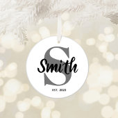 Monogramm der personalisierten Grauen und Schwarze Keramik Ornament