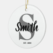 Monogramm der personalisierten Grauen und Schwarze Keramik Ornament (Links)