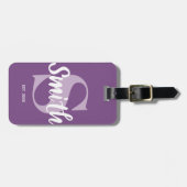 Monogramm der personalisierten Lila und weißen Fam Gepäckanhänger (Vorderseite horizontal)