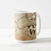 Monogramm der personalisierten Piratenflagge Erste Kaffeetasse (VorderseiteRechts)