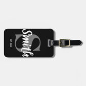 Monogramm der personalisierten schwarzen und weiße gepäckanhänger (Vorderseite horizontal)