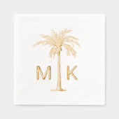Monogramm der personalisierten Tropenpalme Servietten Mit Folie (Vorderseite)