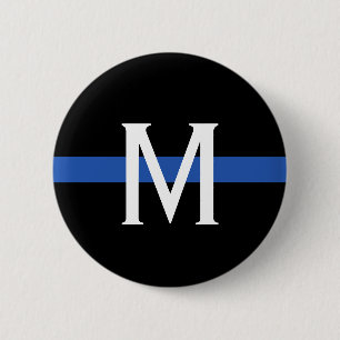 Monogramm der Polizei-Thin-Blue-Line Button