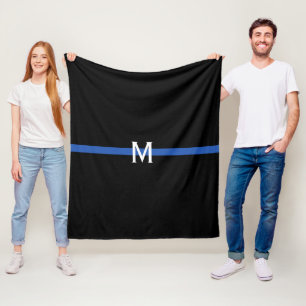 Monogramm der Polizei-Thin-Blue-Line Fleecedecke