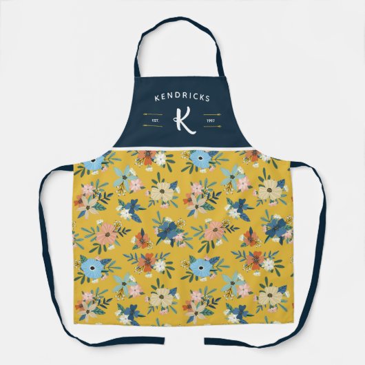 Monogramm der Produktfamilie Gelb/Blau Schürze (Vorderseite)