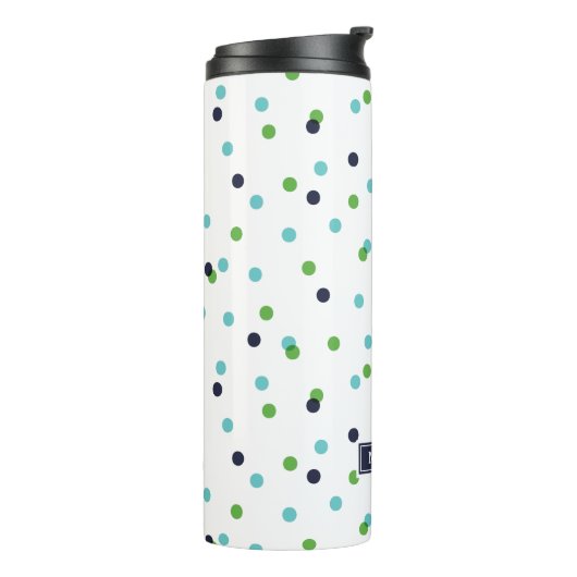 Monogramm der Punkte für Schiffe, grün und türkisf Thermosbecher (Nach links gedreht)