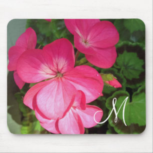 Monogramm der rosa Blume Foto Mousepad