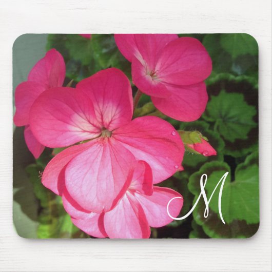 Monogramm der rosa Blume Foto Mousepad (Vorne)