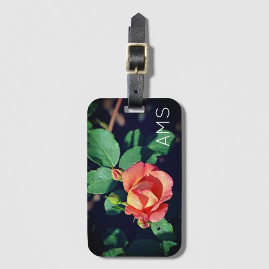 Monogramm der rosa Budgetierung der Rose Gepäckanhänger (Vorderseite Vertikal)